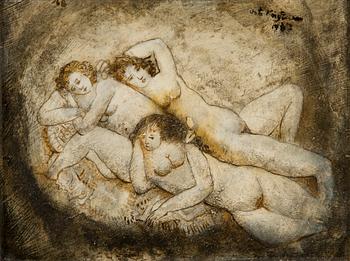 Unto Koistinen, olja på pannå, signerad och daterad 1967.