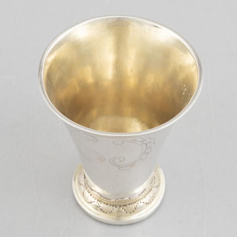 A Swedish 18th century late Gustavian silver beaker, mark of Stephan Westerstråhle, Stockholm 1794.