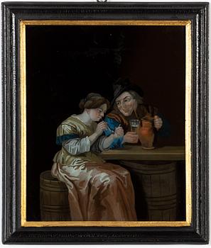 A pair of glas paintings around 1800.