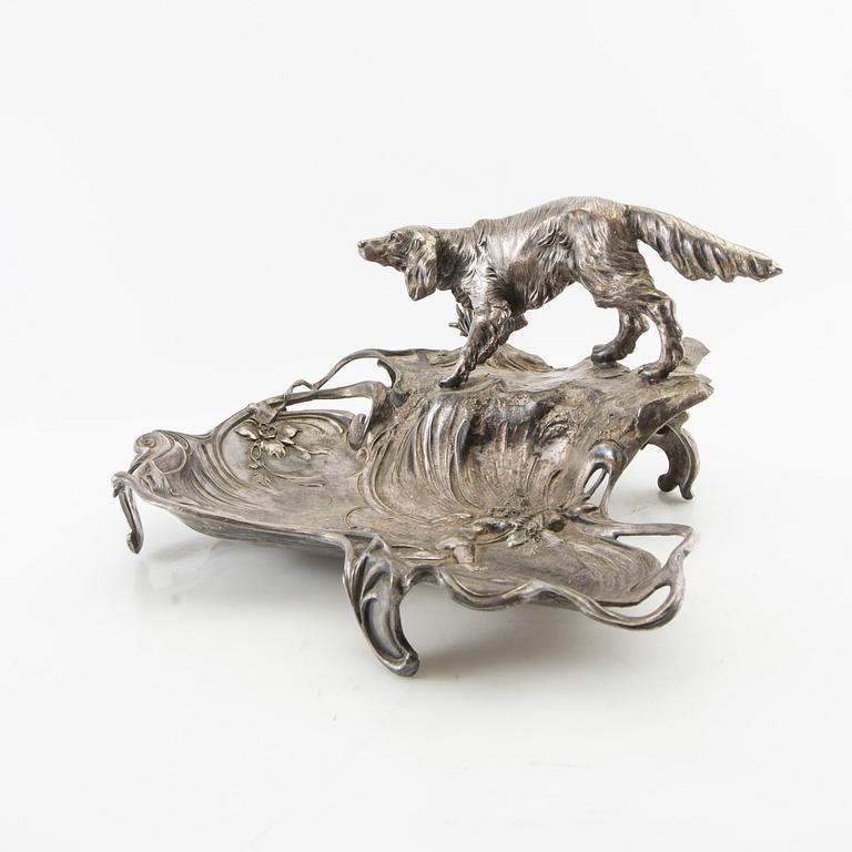 Writing desk Art Nouveau around 1900, silver plate.
