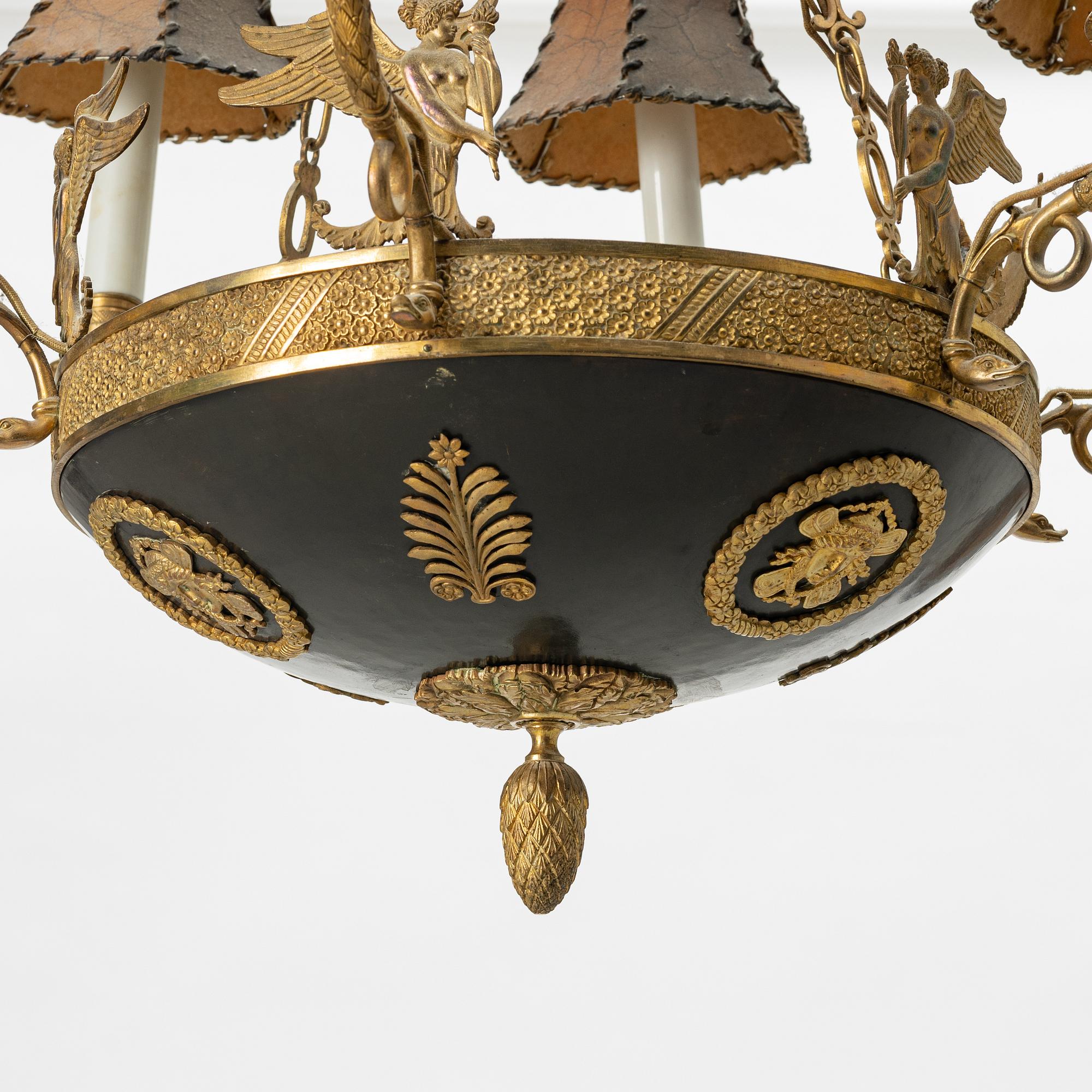 Hanging lamp, Empire style, circa 1900.