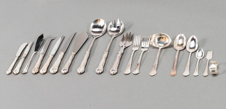 An 83-piece set of 'Chippendale' silver cutlery, Finnish and Swedish hallmarks, 1956-2004.