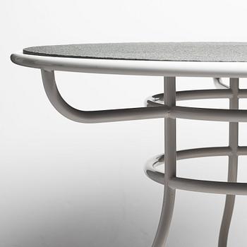 OLLE REX, a white lacquered steel garden table with a grey slate top, Svenskt Tenn Sweden, post 2003.