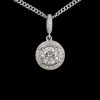 928. A brilliant-cut diamond pendant and chain. Total carat weight circa 1.47 ct.