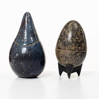 Hans Hedberg, two lidded jars, Biot, France,