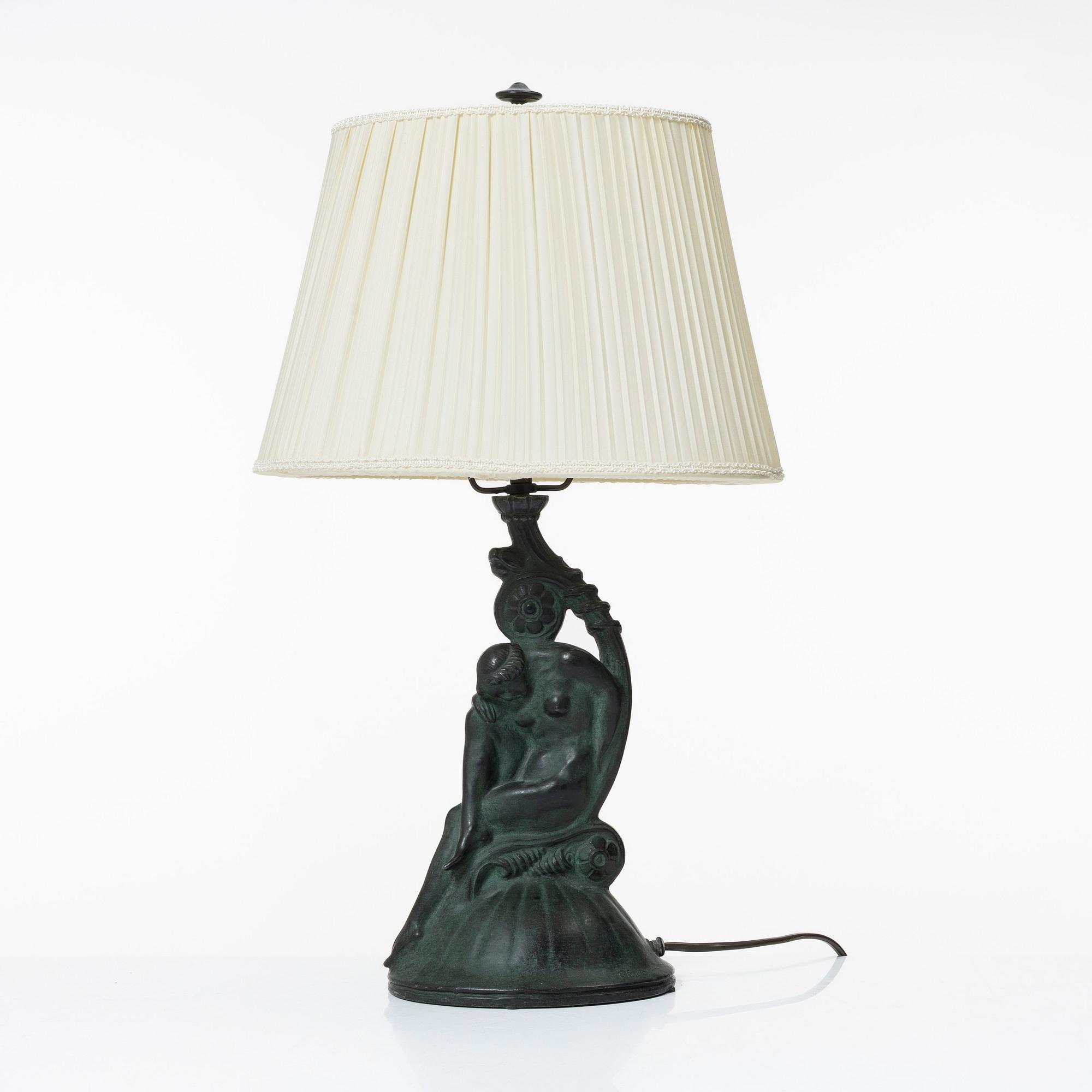Carl Fagerberg, a ronze table lamp, Sweden, signed, presumably 1920's.