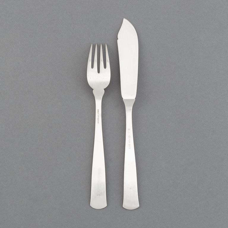 A set of 12+12 "Rosenholm" silver flatware, GAB, Stockholm, 1930s.