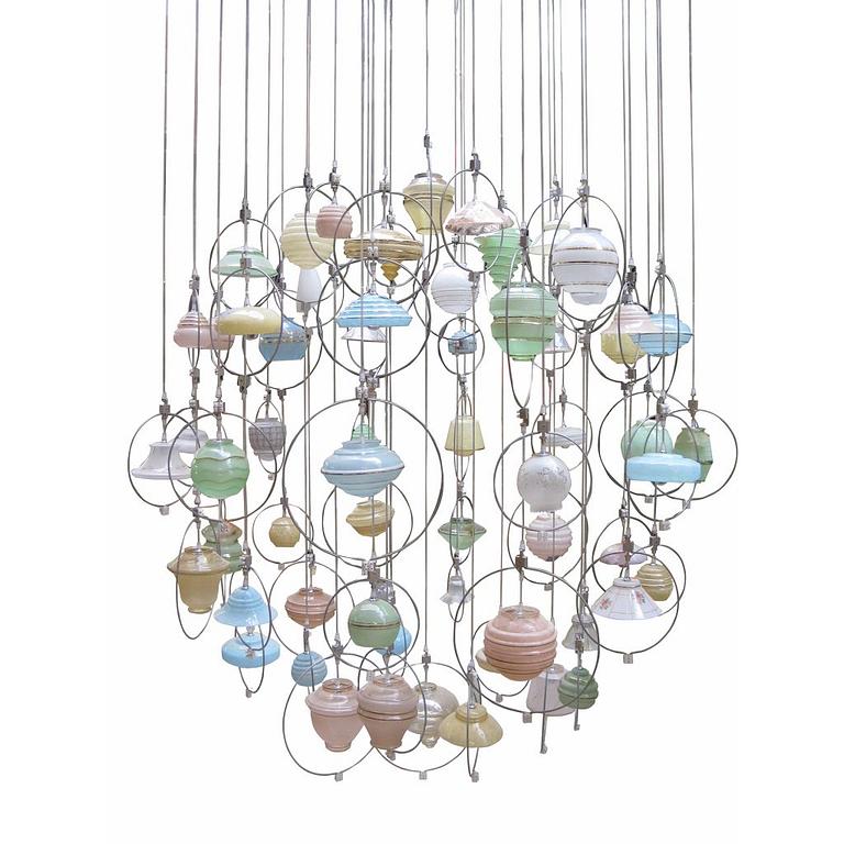 Piet Hein Eek, a monumental ceiling lamp "Old lamp shade lamp bowl", Netherlands after 2010.