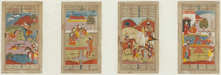 Figurscener, 4 st Mogul-stil, Iran Qajardynastin.