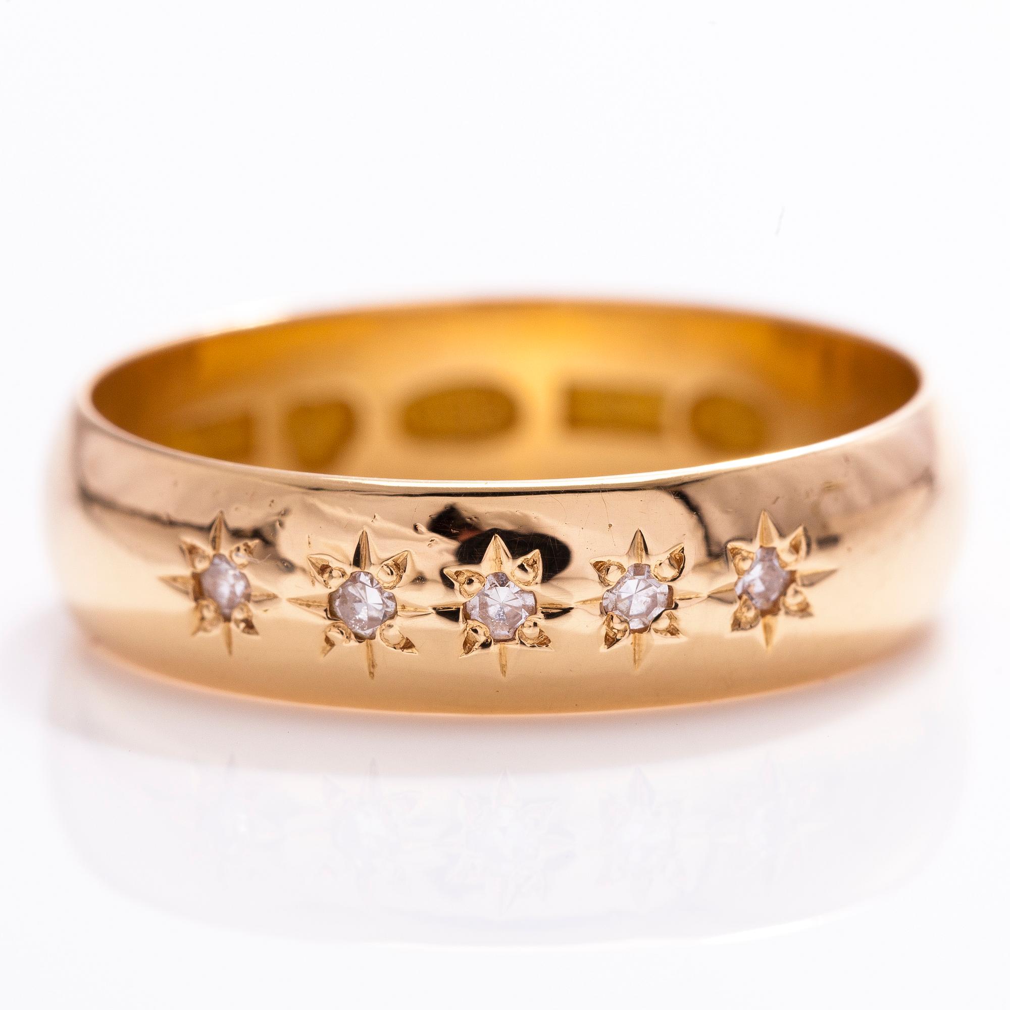 An 20 ct gold ring with diamonds ca. 0.075 ct in total. Johan Wilhelm Jokiniemi (Johansson), Uusikaupunki, Finland 1916.
