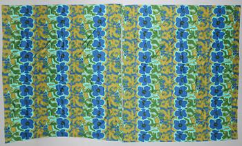 GARDINLÄNGDER, 2 del, "Floppy Poppy", Sanderson Fabric, England, 1960-/70-tal.