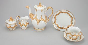 KAFFESERVIS, 15 delar, porslin, Meissen 1900-tal.
