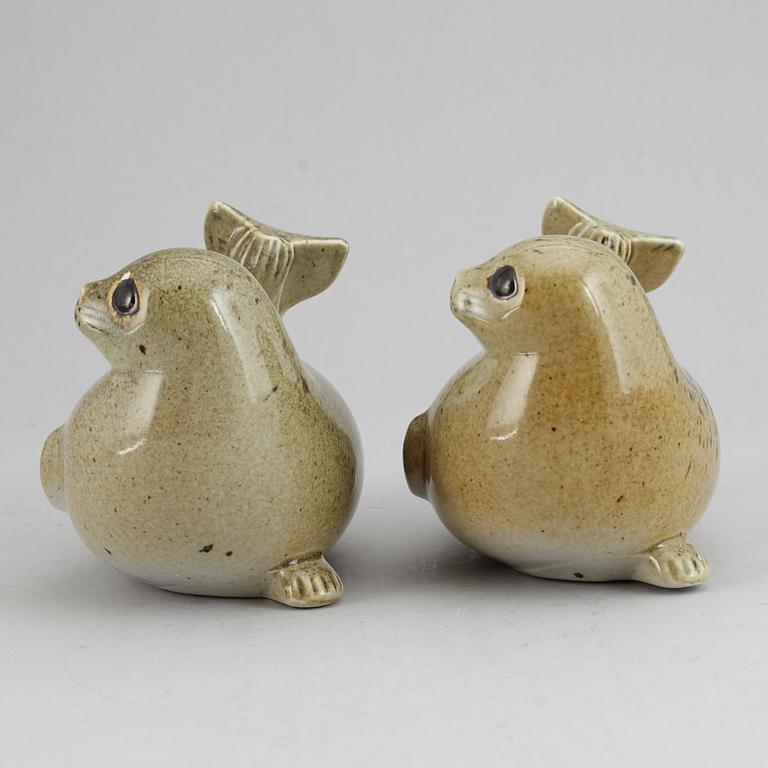 LISA LARSON, two stoneware figurine from Nordiska Kompaniet in co-operation with WWF.