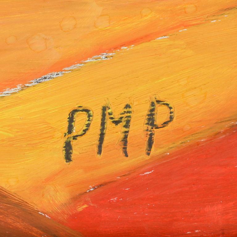 PRIMUS MORTIMER PETTERSSON, olja på pannå. Monogramsign.