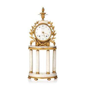 A late Gustavian ormolu and marble portico clock by P. Strengberg (active in Stockholm and Mariefred 1802-31).