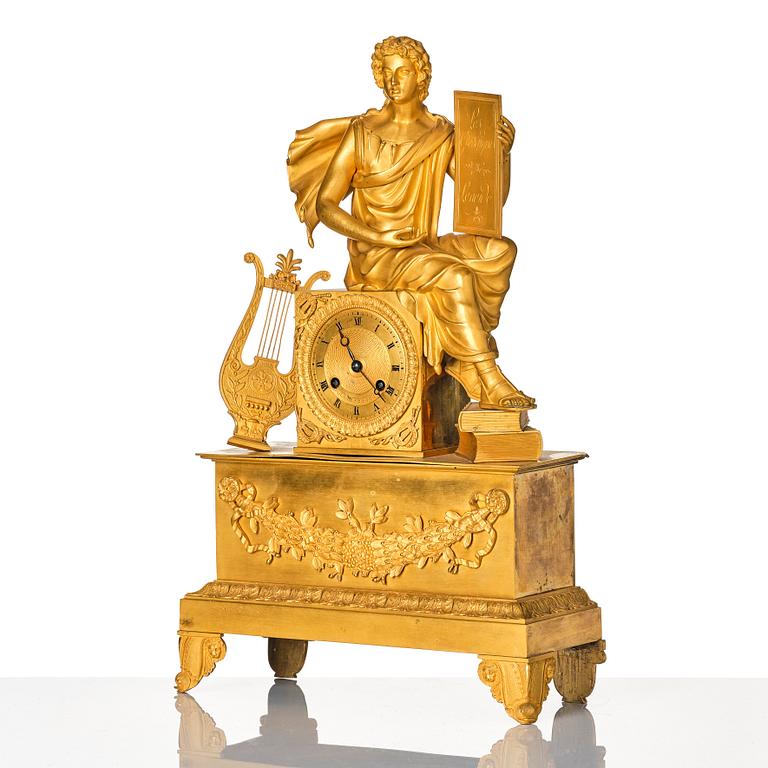 A French Empire mantle clock, early 19th century.