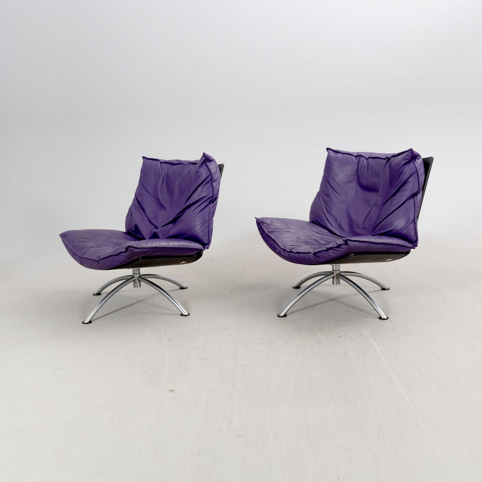 A pair of Tom Stepp "Primetime" easy chairs, Fredericia, Denmark.