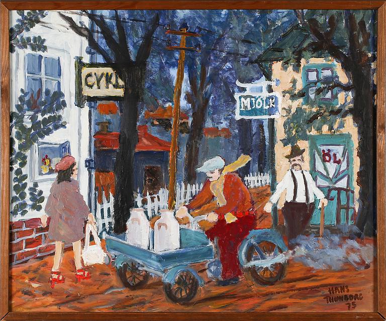 HANS THUNBORG, olja på pannå, signerad och daterad -75.