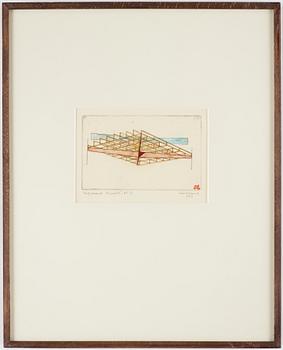 Sten Eklund, etching with watercolour, 1969, signed AP 2/6.