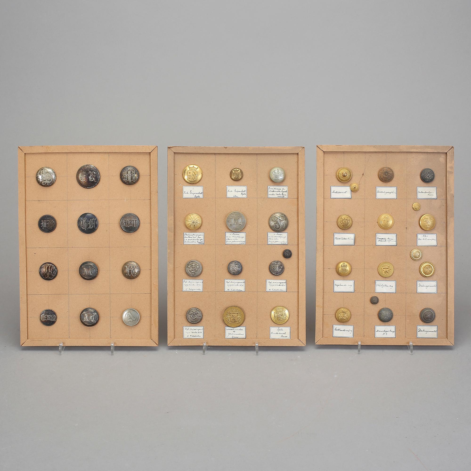 SAMLING LIVRÉ OCH UNIFORMSKNAPPAR, mest Sverige 1800-1900-tal.