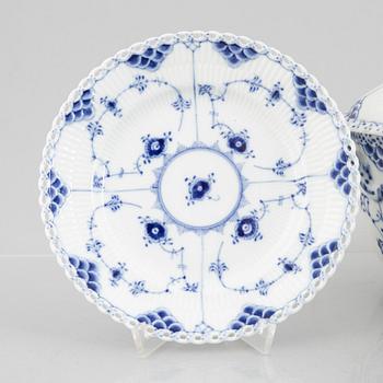 Royal Copenhagen, a 29-piece porcelain coffee service, full lace "Blue Fluted", Denmark.