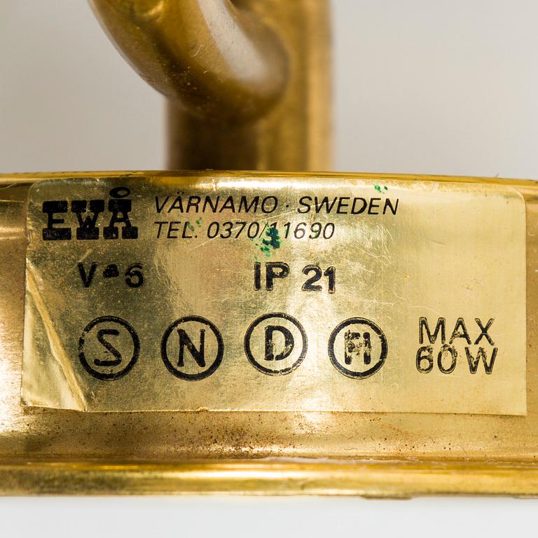 A late 20th century wall lights for EWÅ, Värnamo.