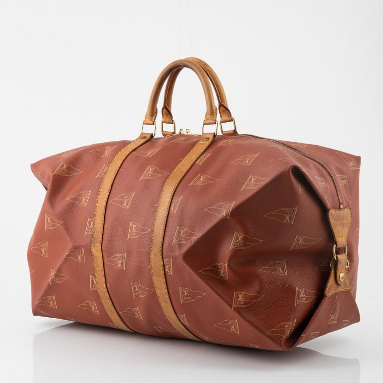 Louis Vuitton, A canvas and leather 'America's Cup Canvas Boston Bag'.