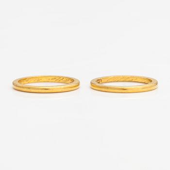 Sormuksia, 2 kpl, 969-kultaa. Westrback, Helsinki 1928 ja 1929.