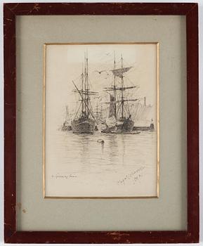 Olof Sager-Nelson, indian ink on paper, signed Olof Nelson and dated 1890.