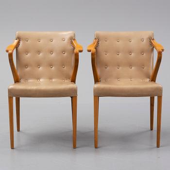 Axel Larsson, a pair of beech armchairs, Svenska Möbelfabriken, Bodafors, 1940's.