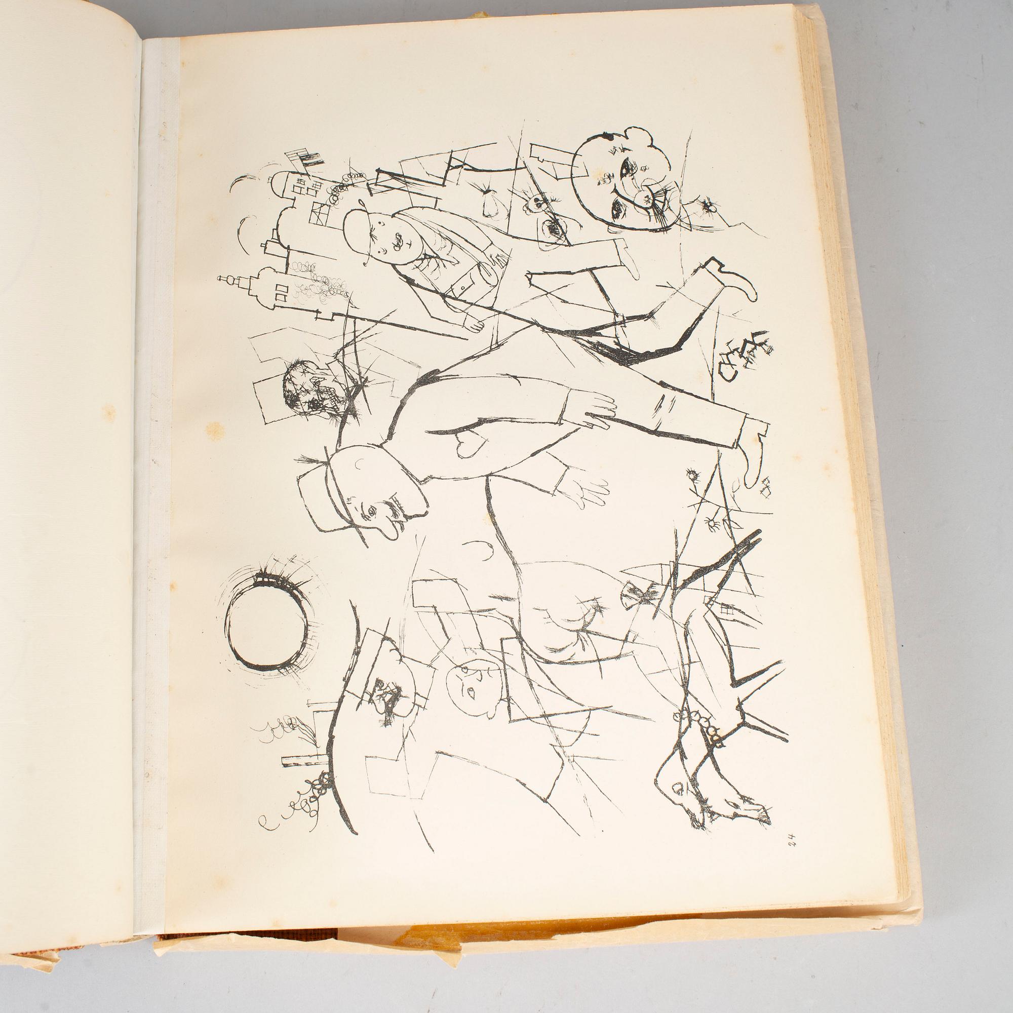 GEORGE GROSZ, book with 84 offset lithographs and 16 offset lithographs in color, Der Malik Verlag, Berlin 1923.
