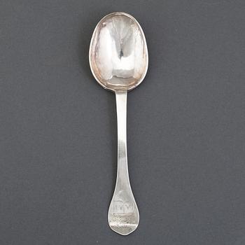 An 18th century silver spoon, unidentified marks.