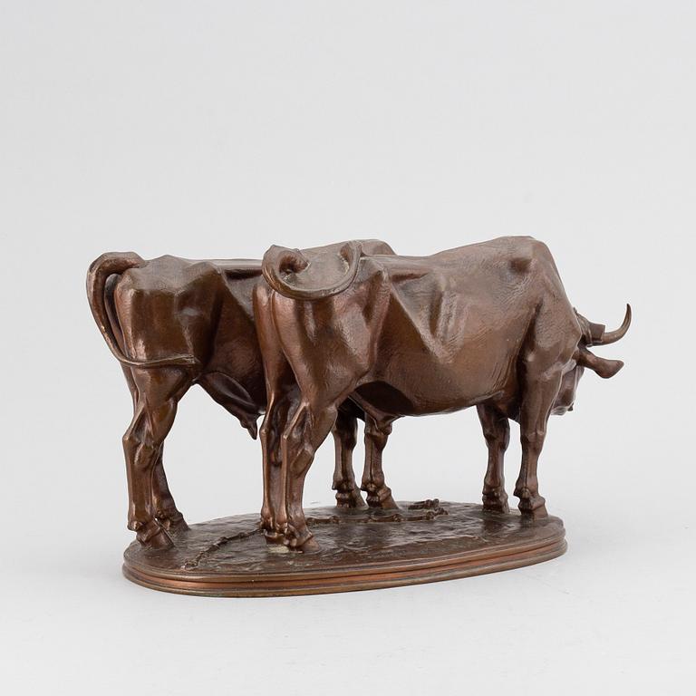 ALFRED JACQUEMART, a bronze sculpture, 'Les Boefs', signed, Barbedienne Fondeur.