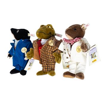 Steiff, toy animals, 3 pcs, Ratty, Toad and Mole.