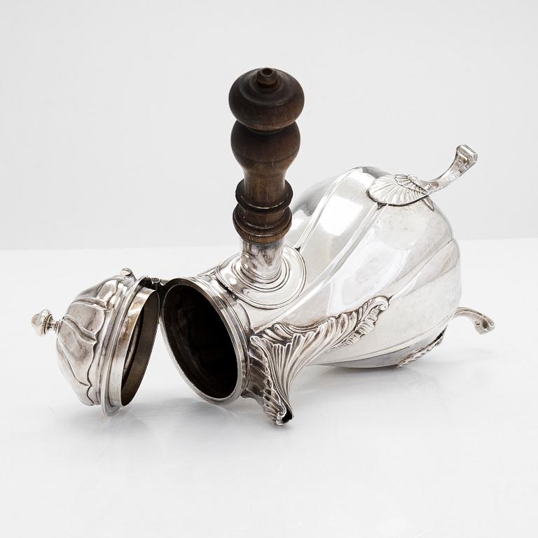 A silver coffee pot, Turin, presumably 1820s-40s.