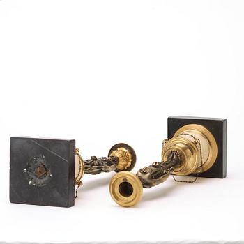 Gustaviansk, A pair of late Gustavian candlesticks, circa 1800.