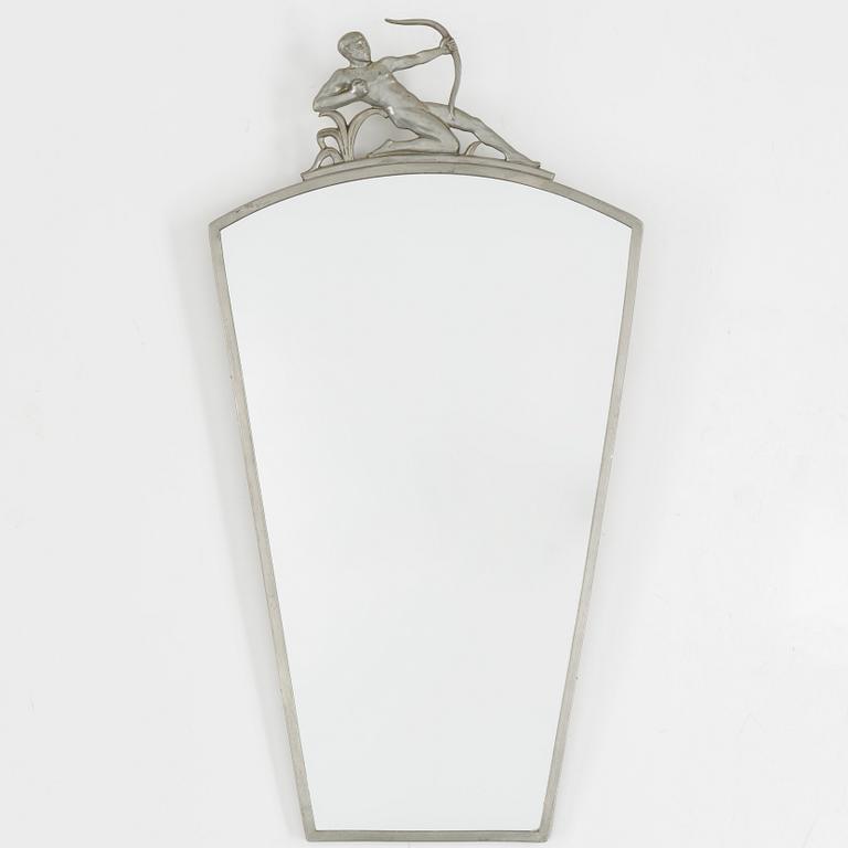 A PEWTER MIRROR, first half of the 20th century.