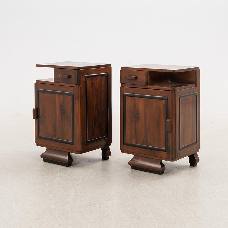 Bedside tables, a pair, Art Deco, first half of the 20th century.