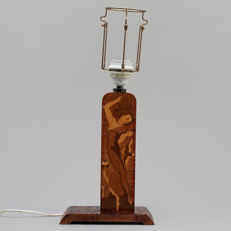 BORDSLAMPA, Mjölby Intarsia, 1930/40-tal.