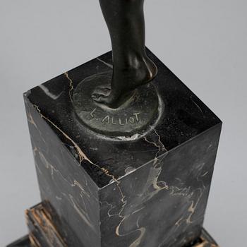 LUCIEN ALLIOT, tillskriven, skulptur, brons, signerad.