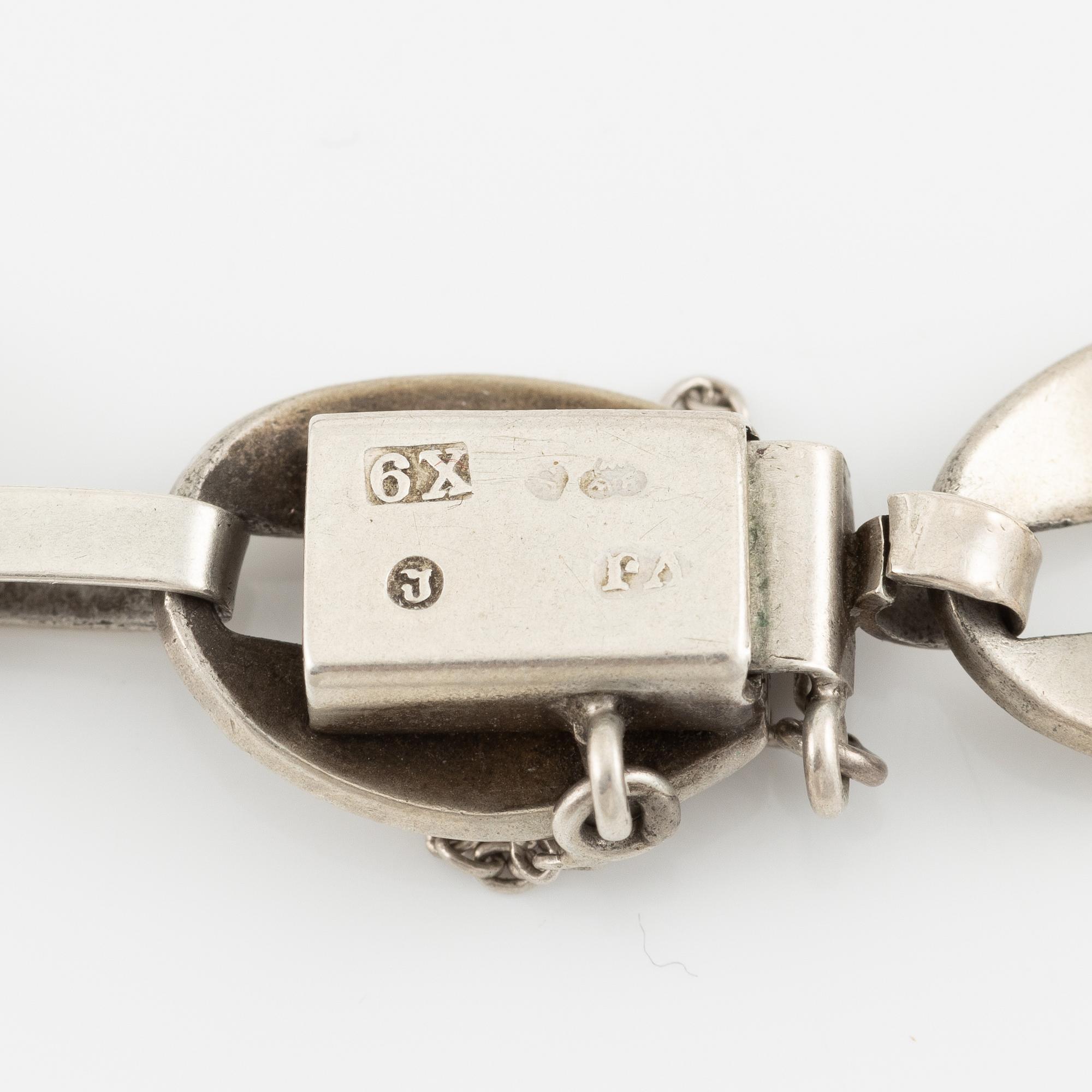 Two bracelets, Victor Janson, silver, one set with tiger's eye.