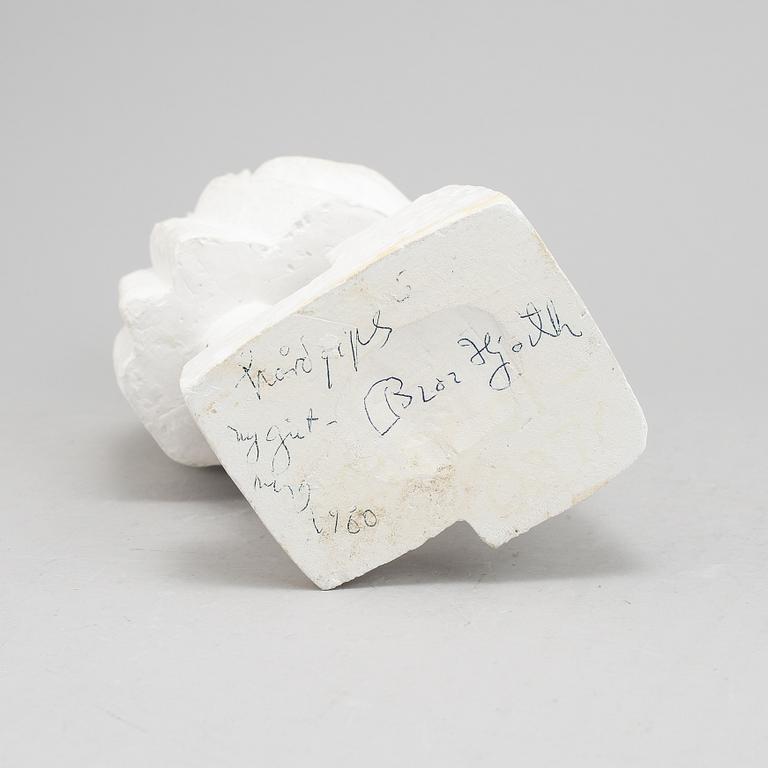 A plaster sculpture by Bror Hjorth, signed Bror Hjort.