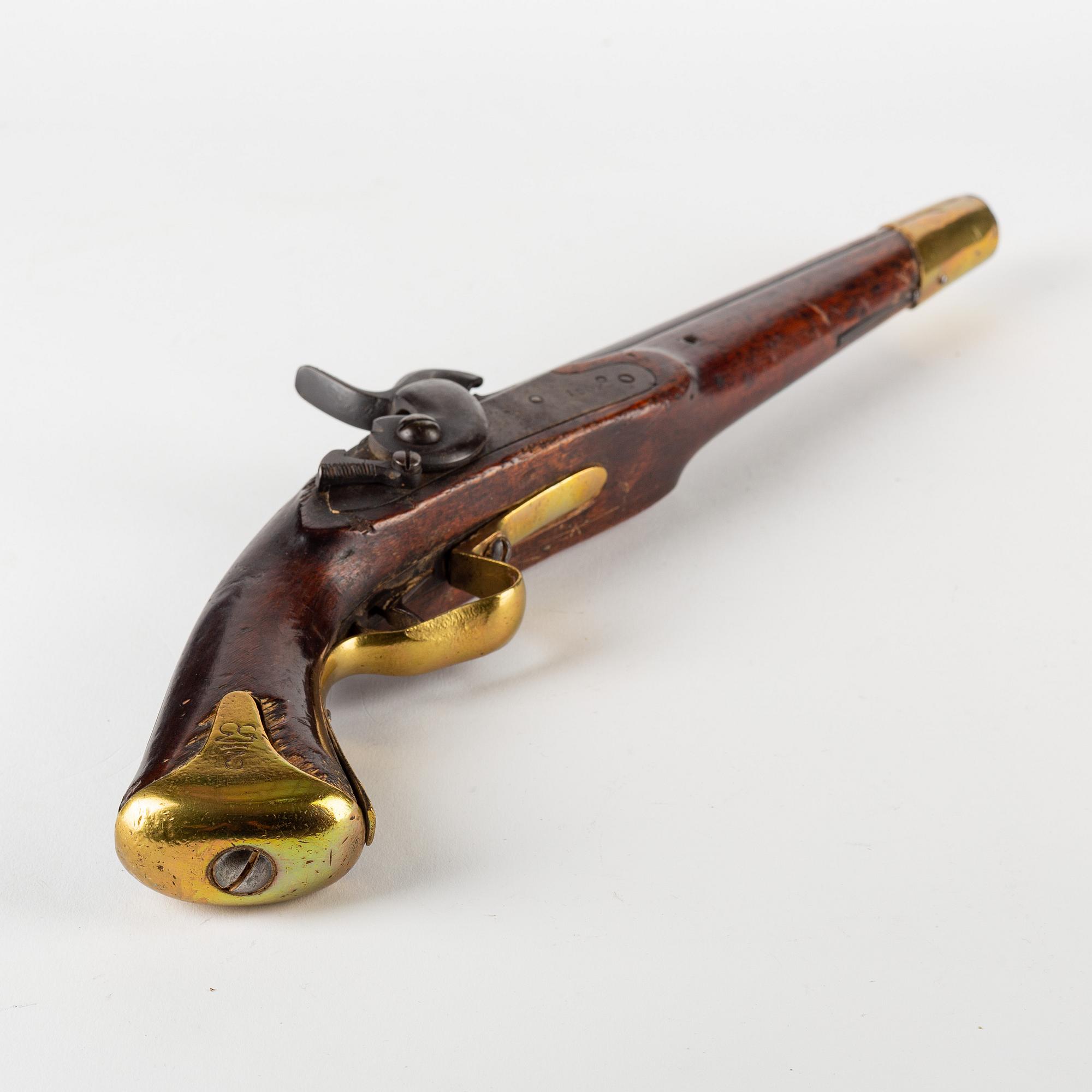 A Swedish percussion pistol, 1820-49 pattern.