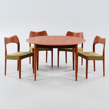 Four chairs and a table, Mogens Kold, 1950/60s.