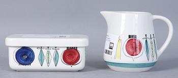 KANNA samt SMÖRASK, porslin "Picknick", Marianne Westman, Rörstrand, 1956-1969.