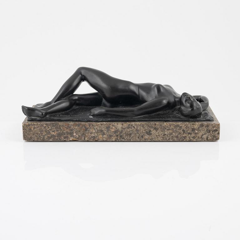 Jenny von Bary-Doussin, sculpture. Signed J.Doussin. Bronze, length (including stone base) 35 cm.