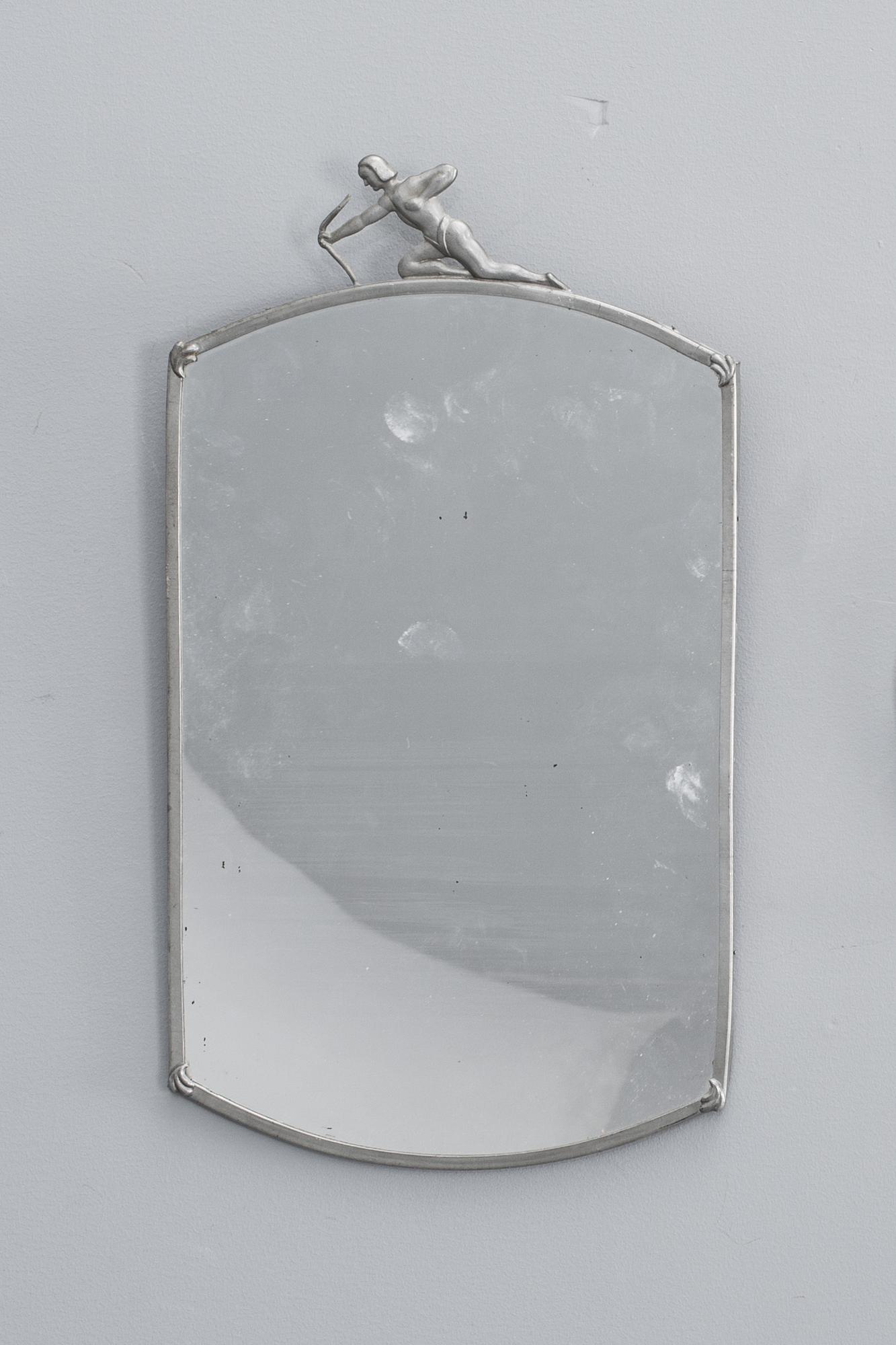 SPEGEL och SPEGELLAMPETTER, ett par, art deco, tenn.