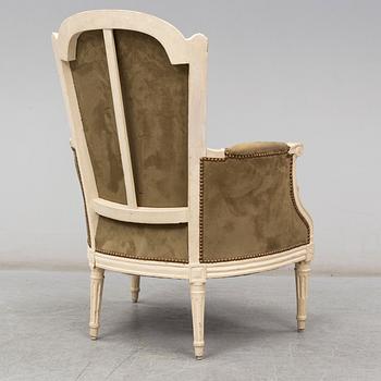 A French Louis XVI bergère, late 18th century.