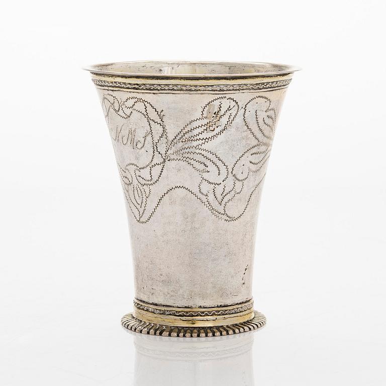 A Swedish 18th century parcel-gilt silver beaker, mark of Martin Bernström, Härnösand (active 1742-1779 (1782)).