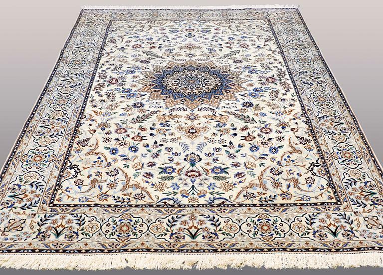A CARPET, Nain part silk, so called 9 LAA, ca 307 x 210 cm.